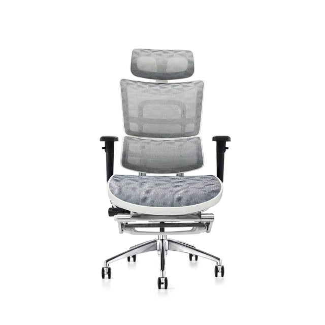 Hood Seating i29 Chair With Integrated Headrest & Leg Rest - White Kite Mesh - UK Ergonomics