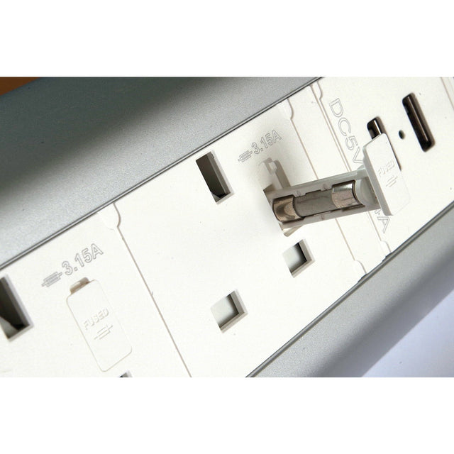 DP14S2UW Desktop Power Extension 2x Individually-fused Sockets 2x USB 2m GST18/3 Cable - UK Ergonomics