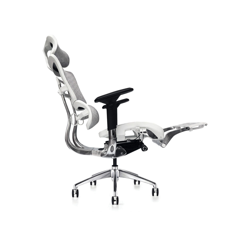 Hood Seating i29 Chair With Integrated Headrest & Leg Rest - White Kite Mesh - UK Ergonomics